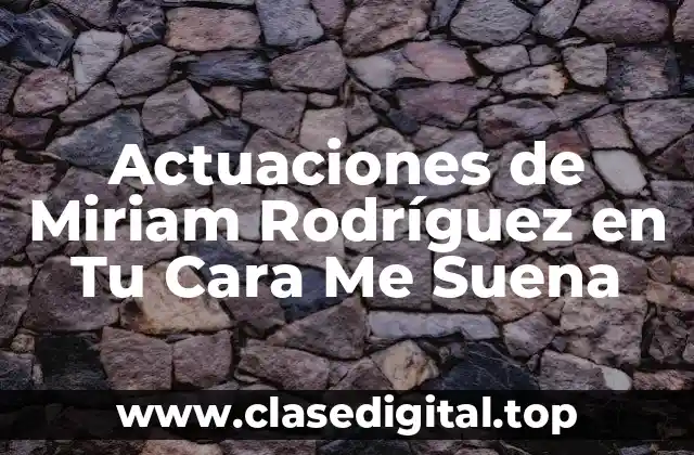 Actuaciones de Miriam Rodríguez en Tu Cara Me Suena
