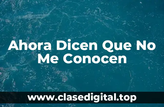 Ahora Dicen Que No Me Conocen