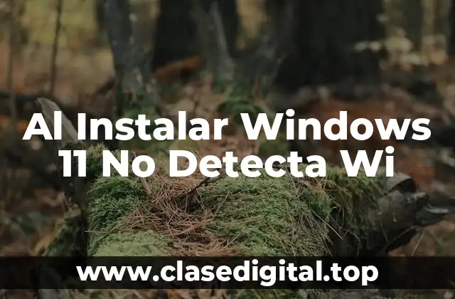 Al Instalar Windows 11 No Detecta Wi