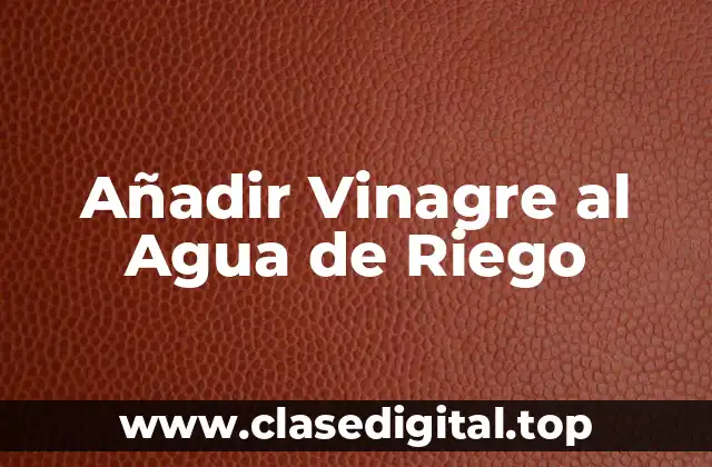 Añadir Vinagre al Agua de Riego