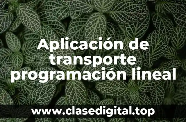 Aplicación de transporte programación lineal