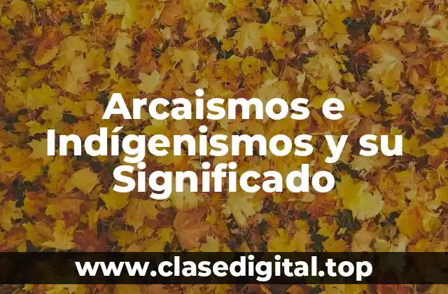 Arcaismos e Indígenismos y su Significado