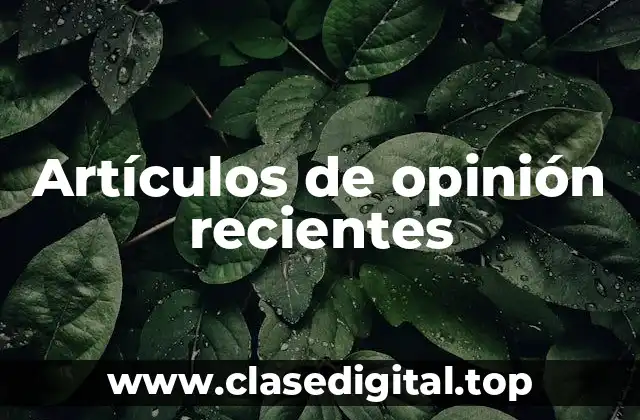 Artículos de opinión recientes