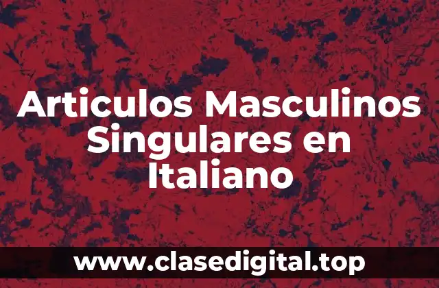 Articulos Masculinos Singulares en Italiano
