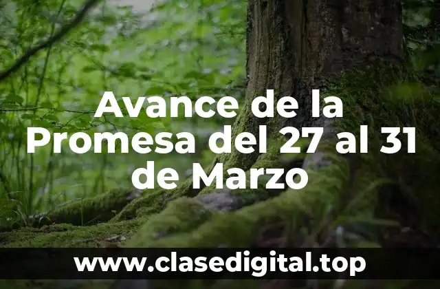 Avance de la Promesa del 27 al 31 de Marzo