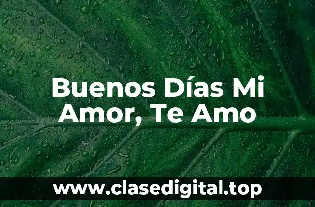 Buenos Días Mi Amor, Te Amo