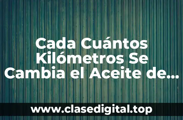 Cada Cuántos Kilómetros Se Cambia el Aceite de Motor