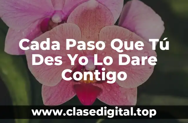 Cada Paso Que Tú Des Yo Lo Dare Contigo