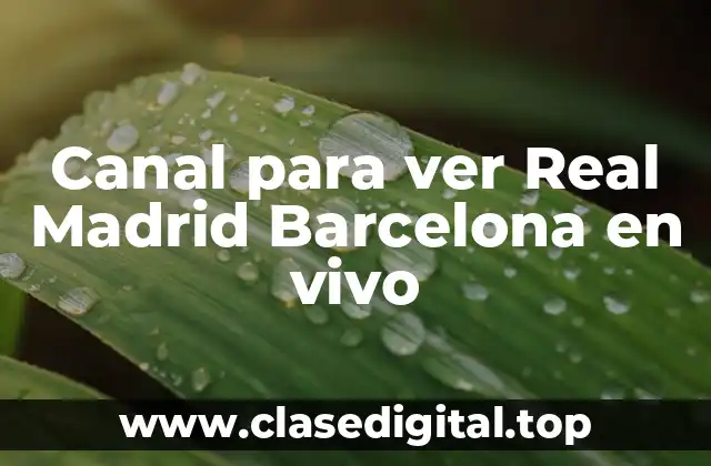Canal para ver Real Madrid Barcelona en vivo