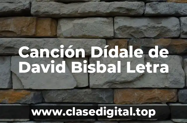 Canción Dídale de David Bisbal Letra