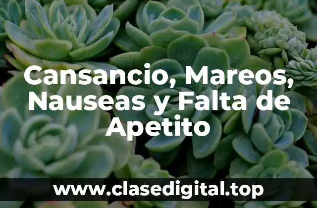 Cansancio, Mareos, Nauseas y Falta de Apetito