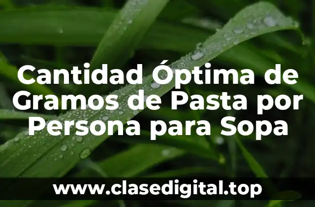 Cantidad Óptima de Gramos de Pasta por Persona para Sopa