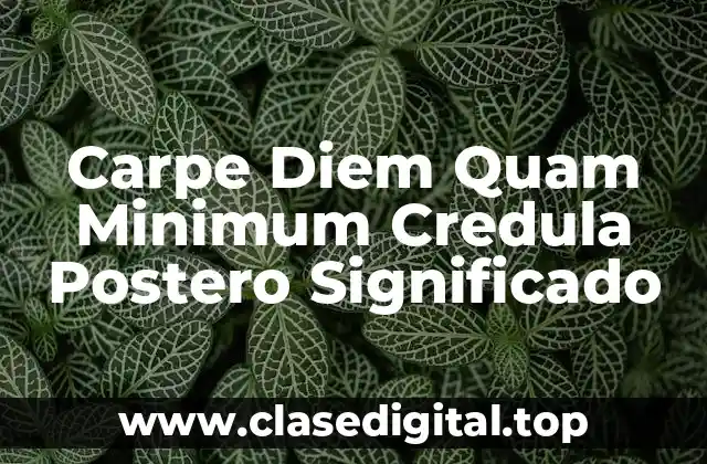 Carpe Diem Quam Minimum Credula Postero Significado
