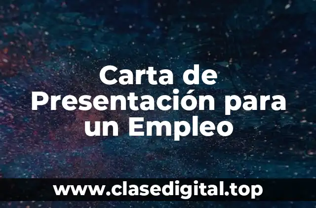 Carta de Presentación para un Empleo