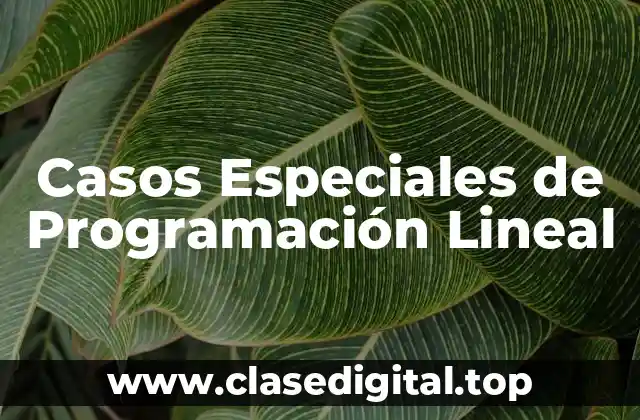 Casos Especiales de Programación Lineal