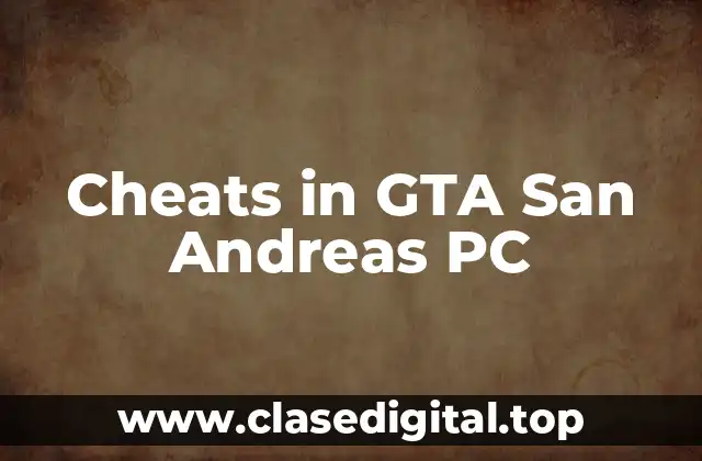 Cheats in GTA San Andreas PC