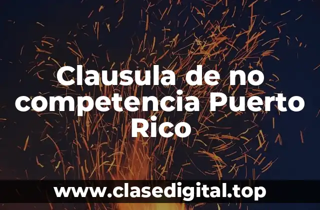 Clausula de no competencia Puerto Rico