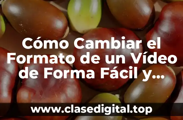 Cómo Cambiar el Formato de un Vídeo de Forma Fácil y Rápida