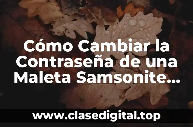 Cómo Cambiar la Contraseña de una Maleta Samsonite Antigua