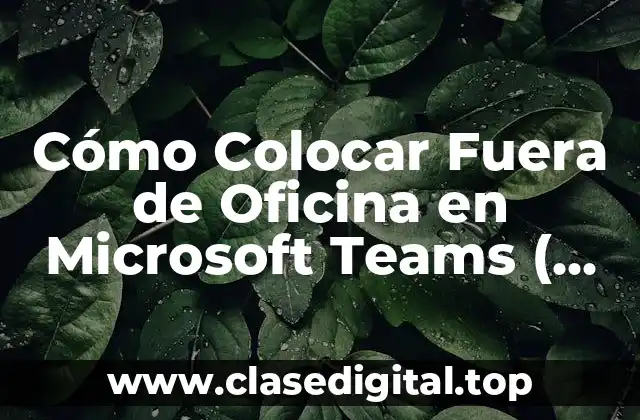 Cómo Colocar Fuera de Oficina en Microsoft Teams ( Exacta )