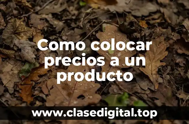 Como colocar precios a un producto