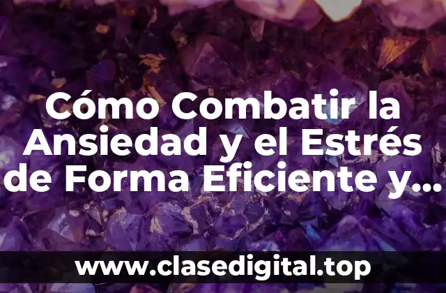 Cómo Combatir la Ansiedad y el Estrés de Forma Eficiente y Saludable