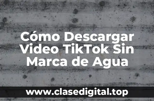 Cómo Descargar Video TikTok Sin Marca de Agua