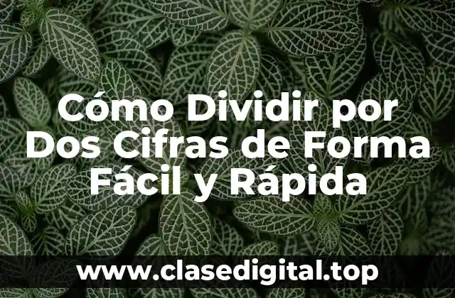 Cómo Dividir por Dos Cifras de Forma Fácil y Rápida