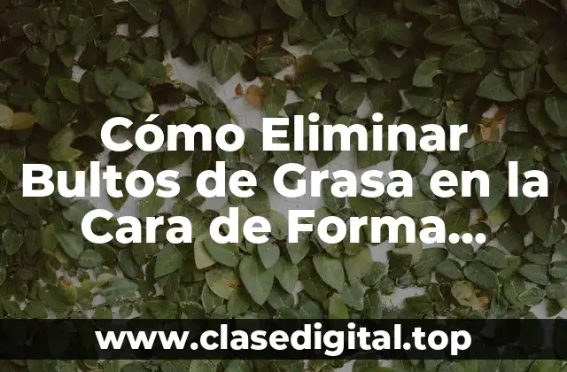 Cómo Eliminar Bultos de Grasa en la Cara de Forma Natural y Efectiva