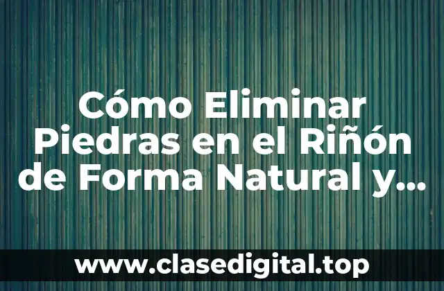 Cómo Eliminar Piedras en el Riñón de Forma Natural y Segura