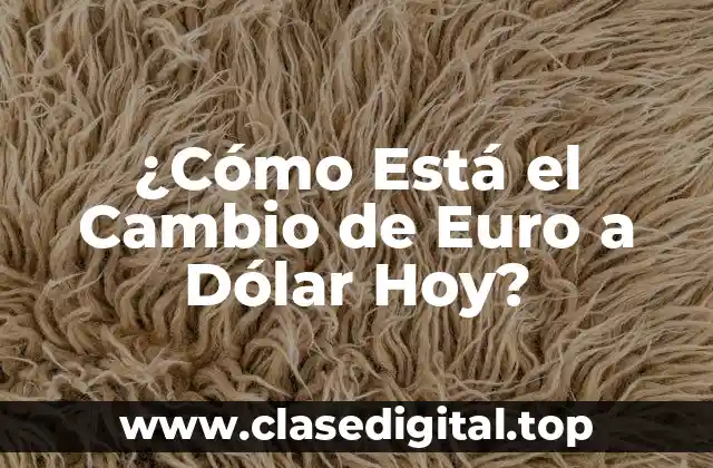 ¿Cómo Está el Cambio de Euro a Dólar Hoy?