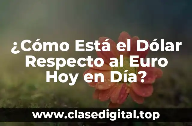 ¿Cómo Está el Dólar Respecto al Euro Hoy en Día?