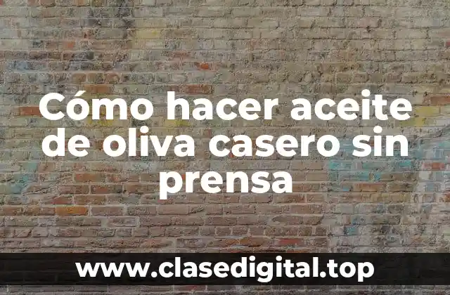 Cómo hacer aceite de oliva casero sin prensa