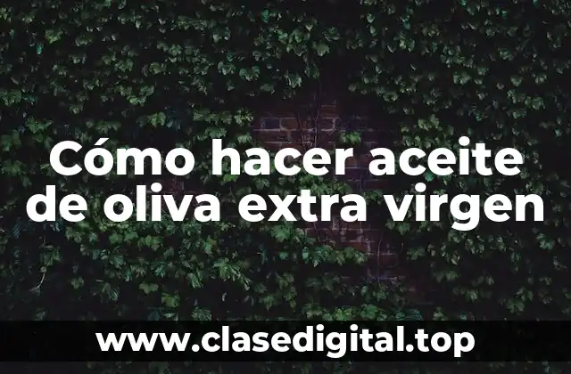 Cómo hacer aceite de oliva extra virgen