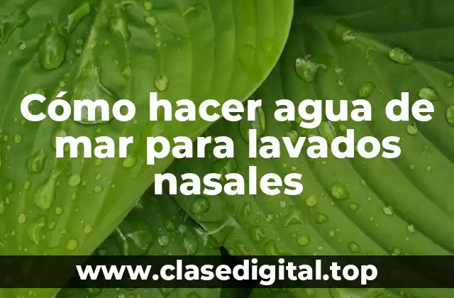 Cómo hacer agua de mar para lavados nasales