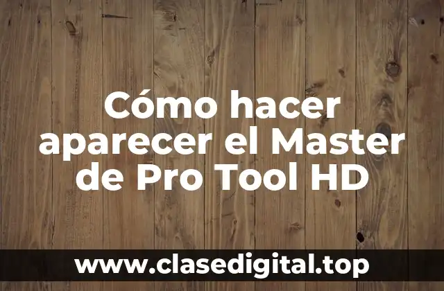 Cómo hacer aparecer el Master de Pro Tool HD