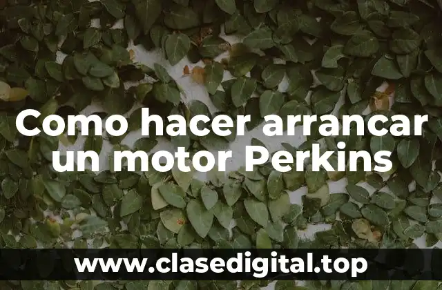 Como hacer arrancar un motor Perkins