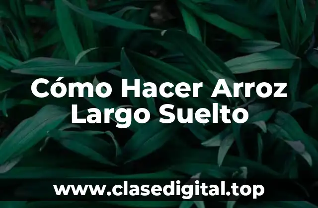 Cómo Hacer Arroz Largo Suelto