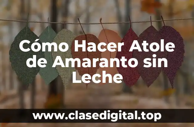 Cómo Hacer Atole de Amaranto sin Leche