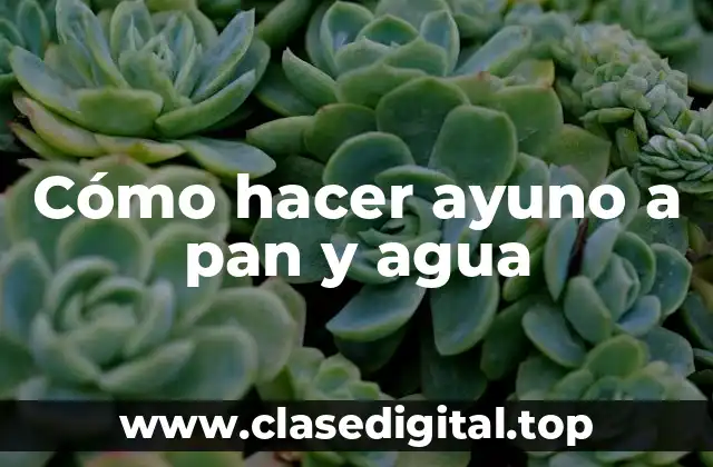 Cómo hacer ayuno a pan y agua