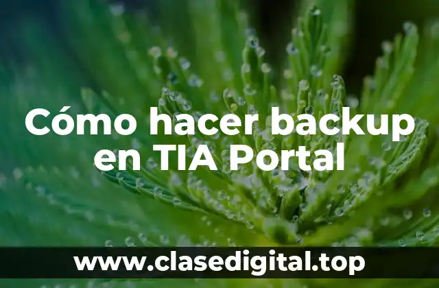 ¿Qué es hacer backup en TIA Portal?
