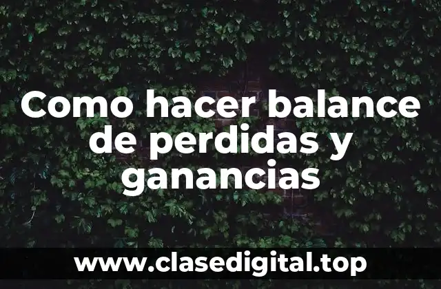 Como hacer balance de perdidas y ganancias