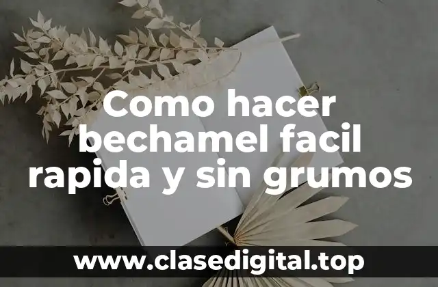 Como hacer bechamel facil rapida y sin grumos
