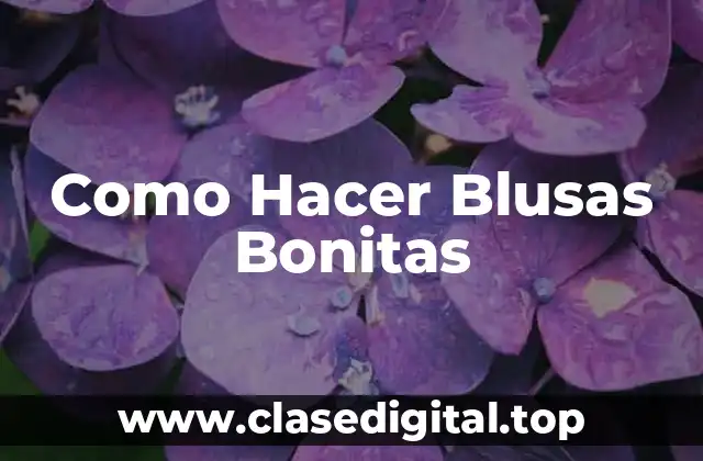 Como Hacer Blusas Bonitas