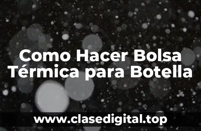 Como Hacer Bolsa Térmica para Botella