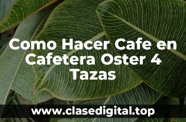 Como Hacer Cafe en Cafetera Oster 4 Tazas