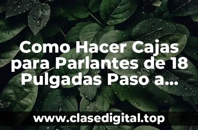 Como Hacer Cajas para Parlantes de 18 Pulgadas Paso a Paso