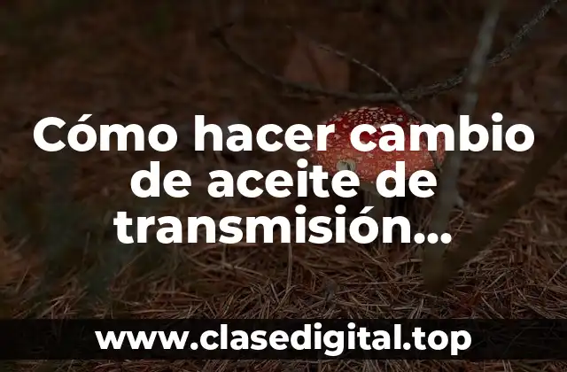 Cómo hacer cambio de aceite de transmisión automática