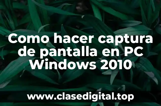 Como hacer captura de pantalla en PC Windows 2010