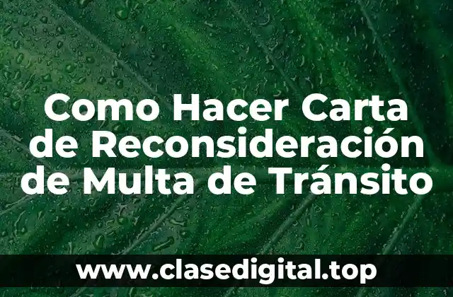 Como Hacer Carta de Reconsideración de Multa de Tránsito